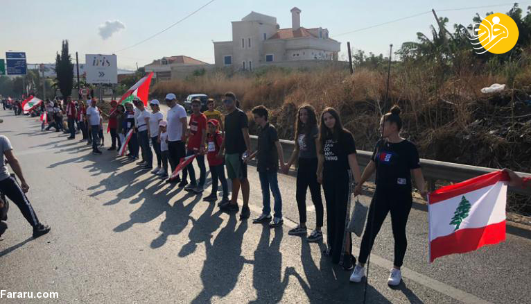 زنجیره انسانی ۱۷۰ کیلومتری در لبنان + تصاویر