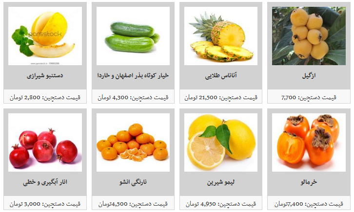 انواع میوه دستچین در غرفه های تره بار