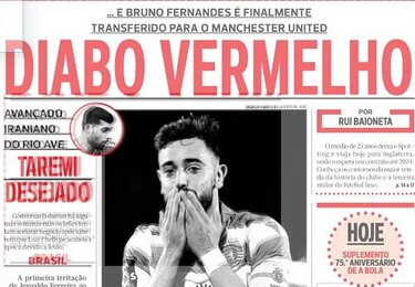 مهدی طارمی روی جلد روزنامه پرتغالی