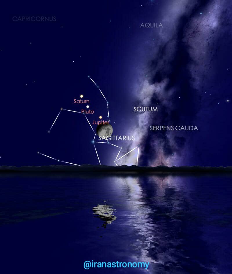 اتو نشر 5 عصر امروز// هم نشینی ماه و مشتری در آسمان بامدادی فردا