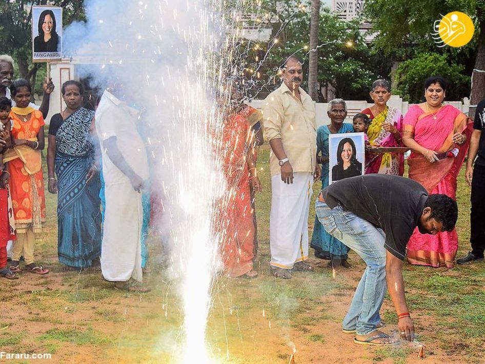 جشن پیروزی کامالا هریس در روستای آبا و اجدادی/ عکس