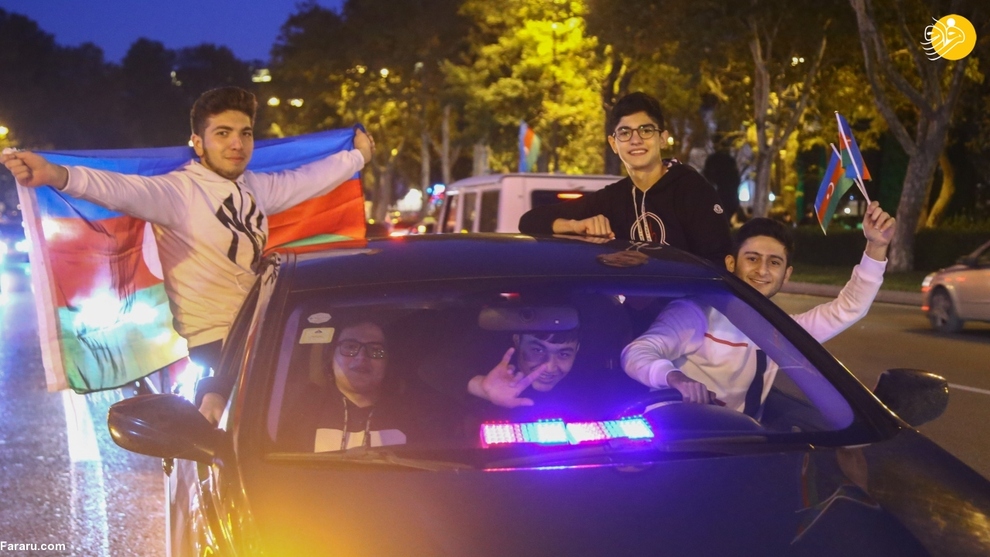 جشن و پایکوبی مردم آذربایجان از آزادسازی شهر شوشا/ عکس