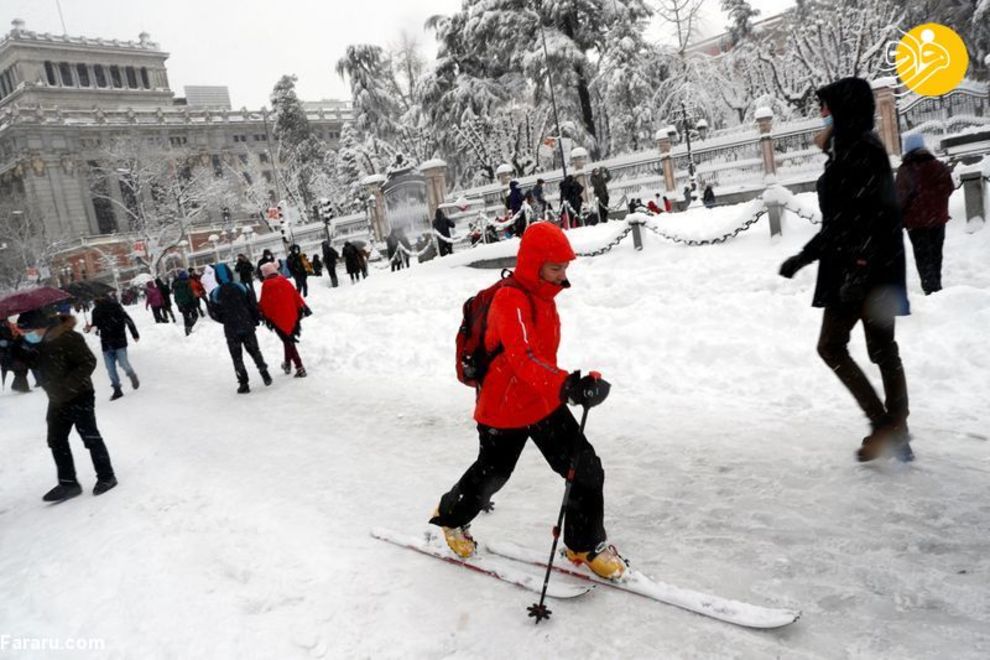 خیابان‌های مادرید پیست اسکی شد!/ تصاویر