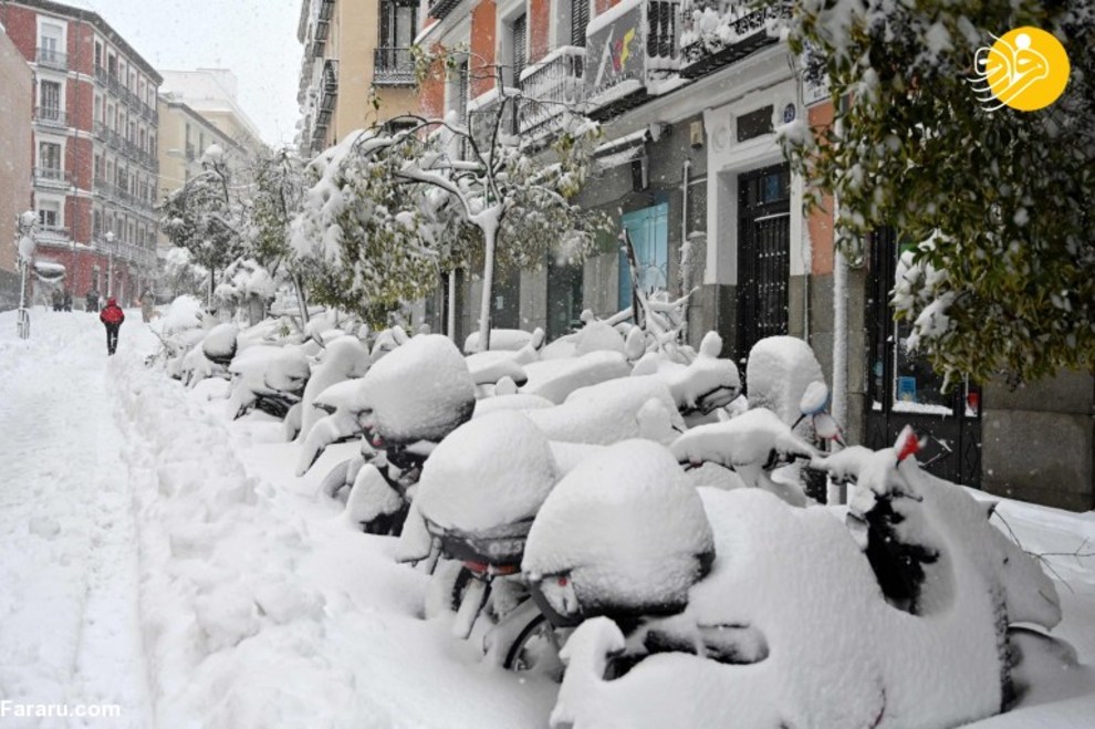 خیابان‌های مادرید پیست اسکی شد!/ تصاویر