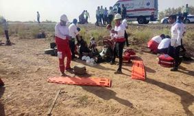 خروج اتوبوس از جاده در محور دامغان _ شاهرود
