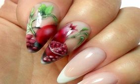 طرح ناخن یلدا، با طرح هندوانه و انار