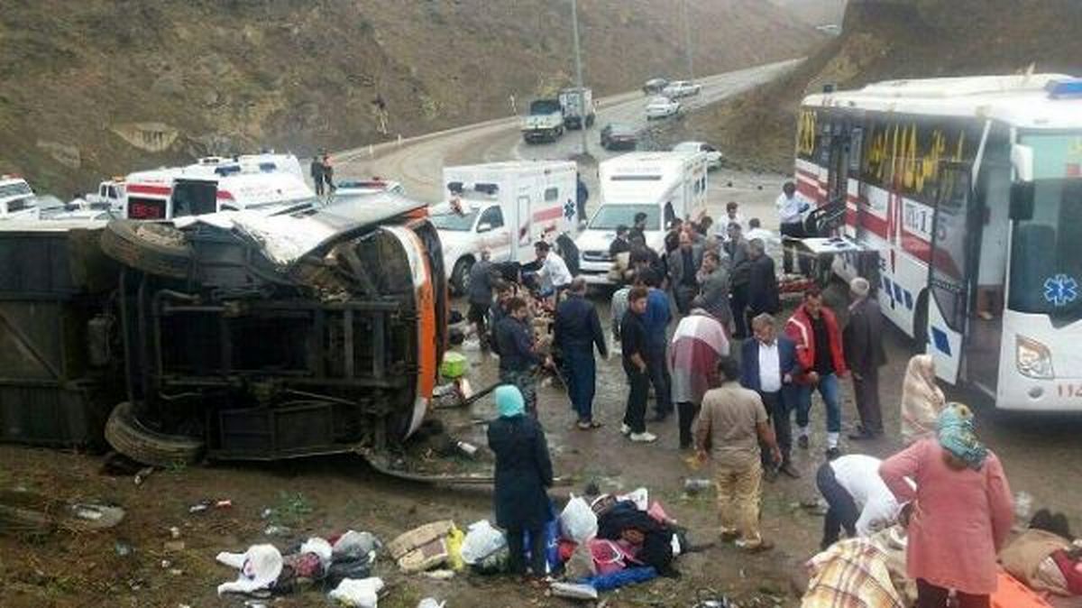 4 کشته و 24 مصدوم در واژگونی اتوبوس محور «تبریز - زنجان»