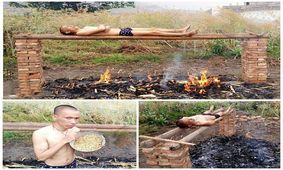 بیمار سرطانی خودش را روی ذغال سرخ کرد! + تصاویر